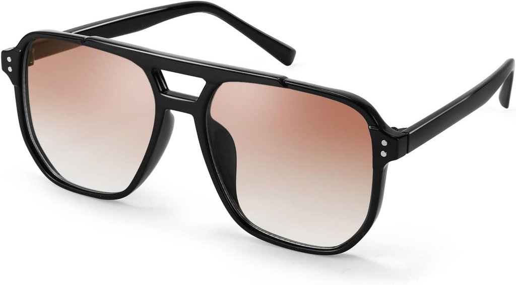 FEISEDY Retro Square Aviator Lunettes de soleil Femmes Hommes 70s Vintage Trendy Cadre en plastique Lunettes de soleil B2835