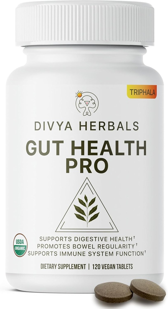 Gut Health Pro - Bloat Relief, Detox & Digestive Support - 100% Pure Organic Triphala Supplement - für Damen und Herren - Unbeschichtete Vegan Tablets -120Ct