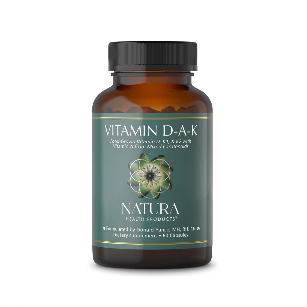 Natura Health Products D-A-K (ADK) – D3 5000 IU, K2 50 mcg, K1 550 mcg & Vitamin A 1000 IU – Knochen, Herz- und Immununterstützung – Fat-Soluble Calcium Metabolism – 60 vegetarische Kapseln