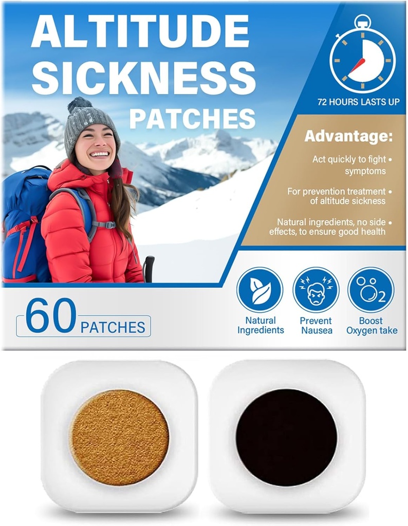 Yasirona Altitude Patchs de prévention de la maladie, combat les symptômes de maladie de haute altitude, stimule l'apport d'oxygène, soutient l'accélération rapide de haute altitude ((60 comte - paquet de 1))
