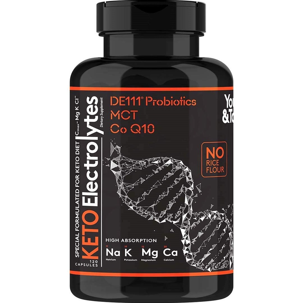 Keto Elektrolyt Kapseln mit MCT, Magnesium, Kalium & Zink – Probiotika, CoQ10 & Vitamin D3 für Hydration, Energie, Fasting Support, Low Carb & Carnivore Diäten – 120 Unflavored Pillen