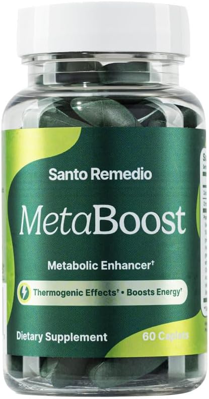 Santo Remedio MetaBoost, Nahrungsergänzung, Metabolic Enhancer, Bietet einen thermogenen Effekt, erhöht Calorie Burn, Grüner Tee (Thermogen), Chrom und Calcium, 60 Tabletten, Vegetarisch