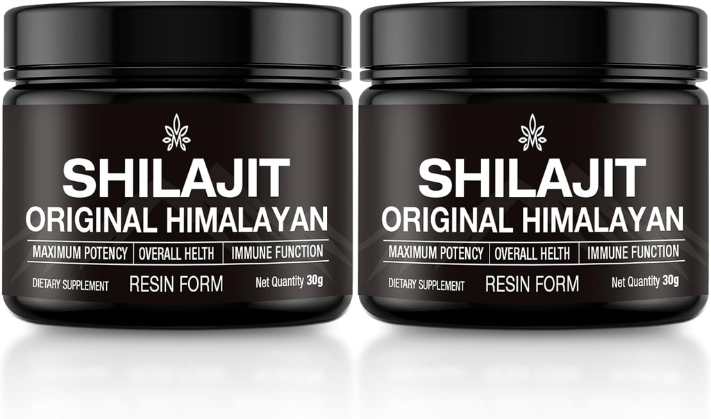 Shilajit Pure Himalayan Organic Shilajit Resin Gold Grade 100% reine Shilajit für Männer und Frauen mit Fulvic Acid, 85+ Trace Minerals, Labortest für Energie, Immununterstützung, 30 Gramm (2 Pack)