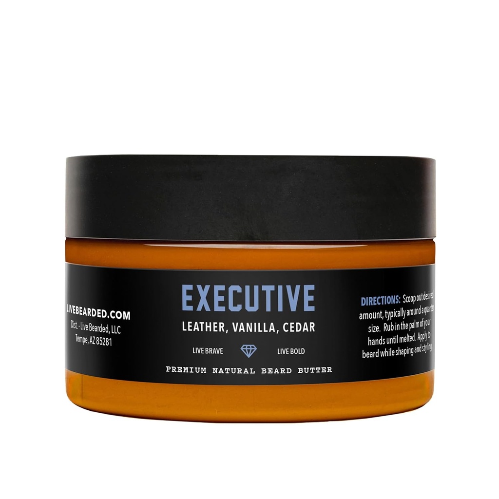 Beurre à barbe vivante, 3 fl oz - Fabriqué aux États-Unis - All-Natural Leave-in Conditioner and Softener with Shea-Scent Executive - Cedar, Vanilla