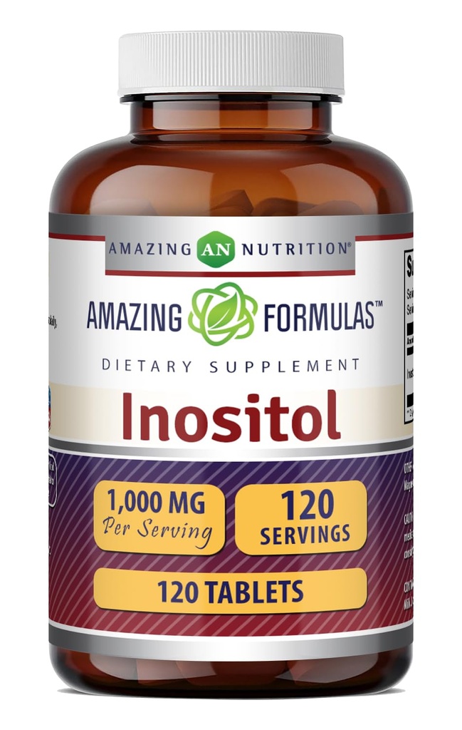 Formules étonnantes Supplément comprimés d'inositol $ 1000 Mg par portion $ Vitamine B8 $ Non-GMO $ Sans gluten $ Fabriqué aux États-Unis (1 Pack, 120 Compte)