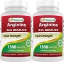 Best Naturals L-Arginin NO Booster Triple Stärke 1300 mg Servieren 120 Veg Kapseln (120 Count (Pack von 2))