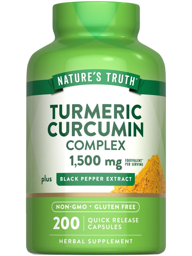 Nature's Truth Turmeric Curcumin Complex | 1500mg | 200 Kapseln | mit schwarzem Pfeffer Extrakt | Non-GMO & Gluten Kostenlose Ergänzung