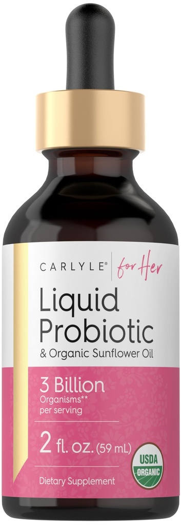Carlyle Liquid Probiotic pour les femmes 2 fl oz avec de l'huile de tournesol biologique