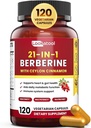 Supplément berbère 21-en-1 avec cannelle Ceylan - Phytosome berbère organique HCL, 5X Absorption plus élevée pour le métabolisme 120 Capsules