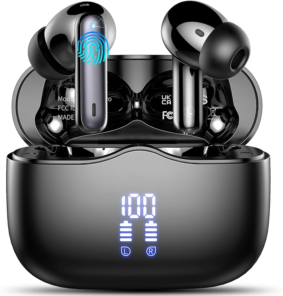 Funkgeräte, Bluetooth 5.3 Kopfhörer im Ohr mit 4 ENC Noise Cancelling Mic, HiFi Stereo Deep Bass Wireless Kopfhörer 40H Playtime, in-Earbud Bluetooth Dual LED Display IP7 wasserdicht, USB-C