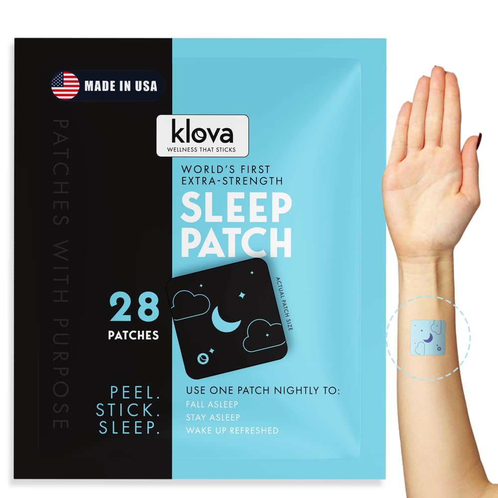 Klova Extra Strength Sleep Patches für Erwachsene | Natural Sleep Aid with 6mg Melatonin, Valerian & L-Theanine | Non-Habit-Forming Deep Sleep Support for Men & Women | 28 Patches