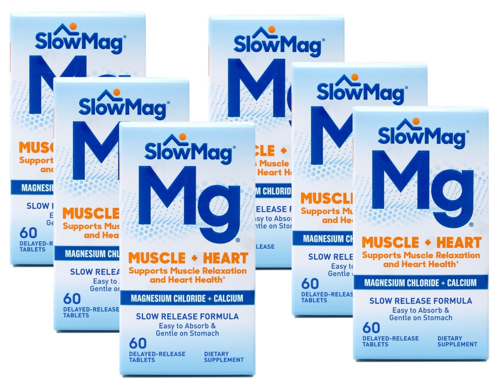 Slow-Mag Slow-Mag Magnesium Chloride mit Calcium, 60 Tabletten Packung von 6