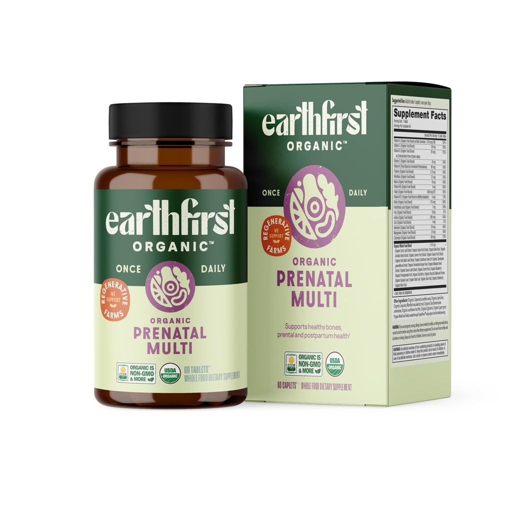 Multivitamine prénatale une fois par jour pour les femmes pour la conception, la grossesse, la postpartum et l'allaitement, le folate, le fer et le mélange biologique entier d'aliments, végétalien, 60 comtes