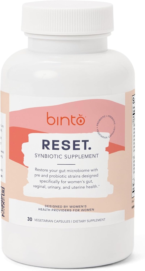 Binto Reset Synbiotic Advanced Pre and Probiotic Supplement for Women - unterstützt Verdauungsgesundheit, fördert Immunität und fördert eine gesunde Balance von Gut Flora (30-Day Supply)