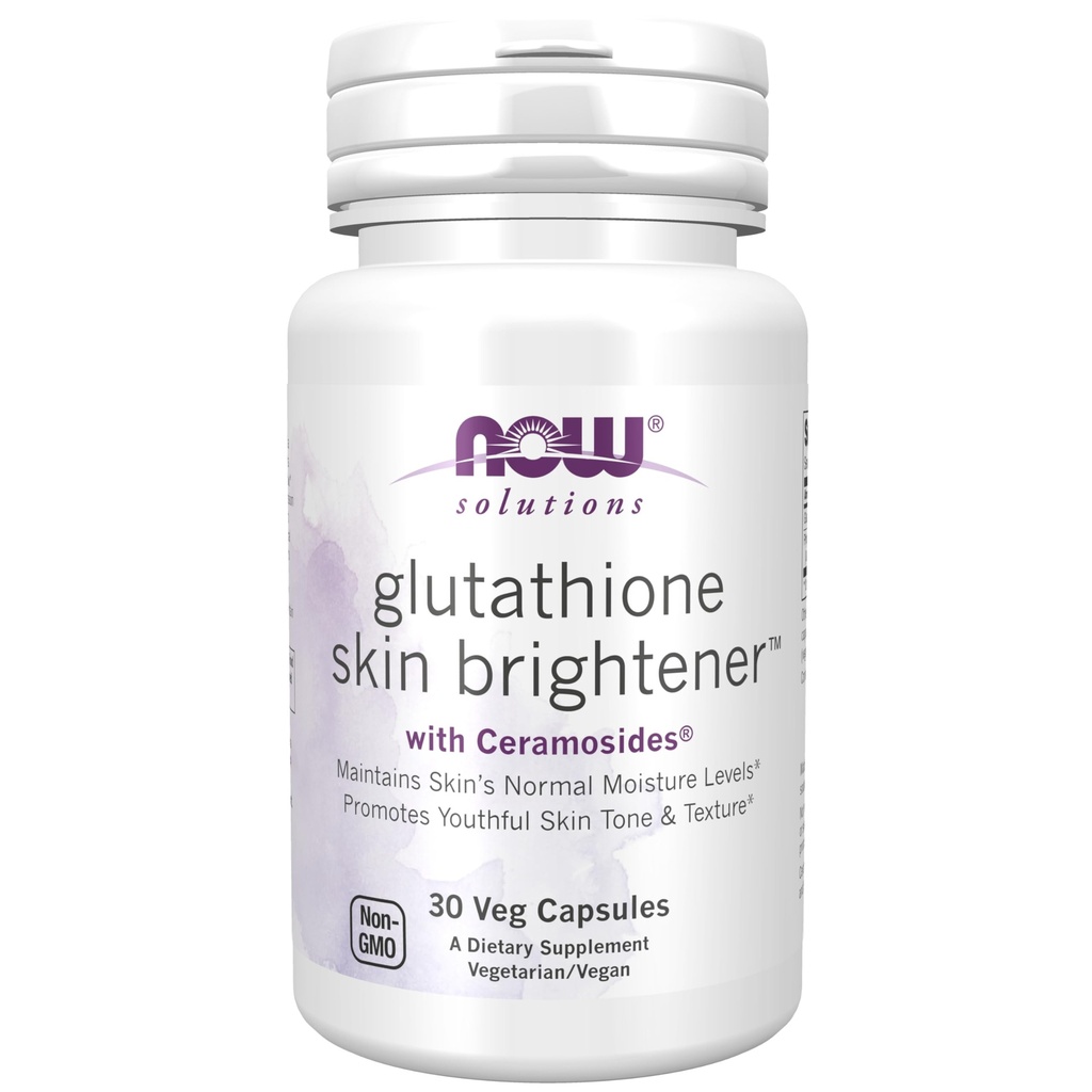 MAINTENANT Foods Solutions, Glutathion Skin Brightener avec Ceramosides®, Hydratant et Illumination, 30 Capsules de Veg