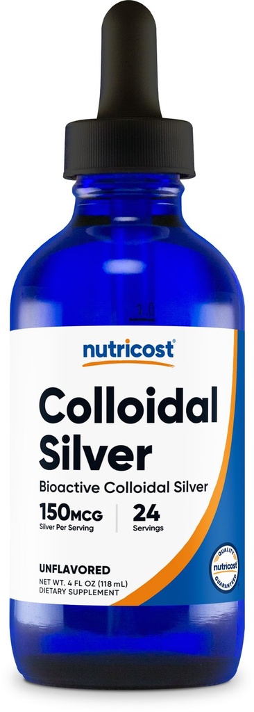 Nutricost Colloidal Silver 4oz - Cobalt Blue Glass Flaschen, Bio-Active kolloidales Silber