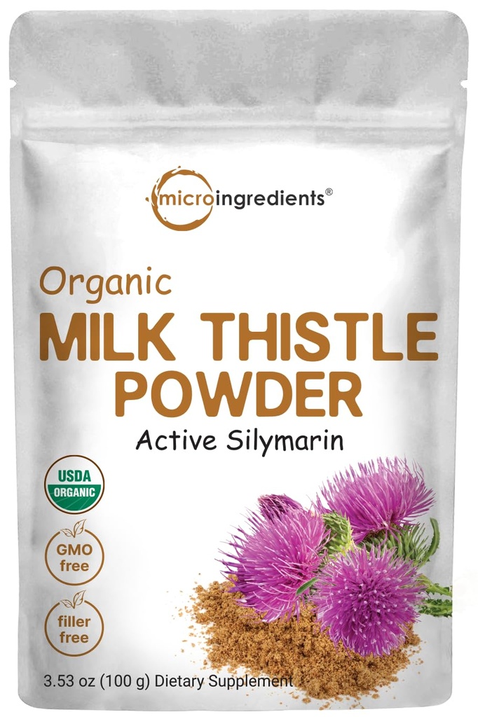 Bio-Milchdistel-Pulver, 3,5 oz (400 Servierungen) | Kräuter-Lebensmittel-Unterstützung Milchdistel-Ergänzung | Leber Detox & Antioxidans-Unterstützung | Enthält aktives Silymarin | Non-GMO, Vegan Friendly