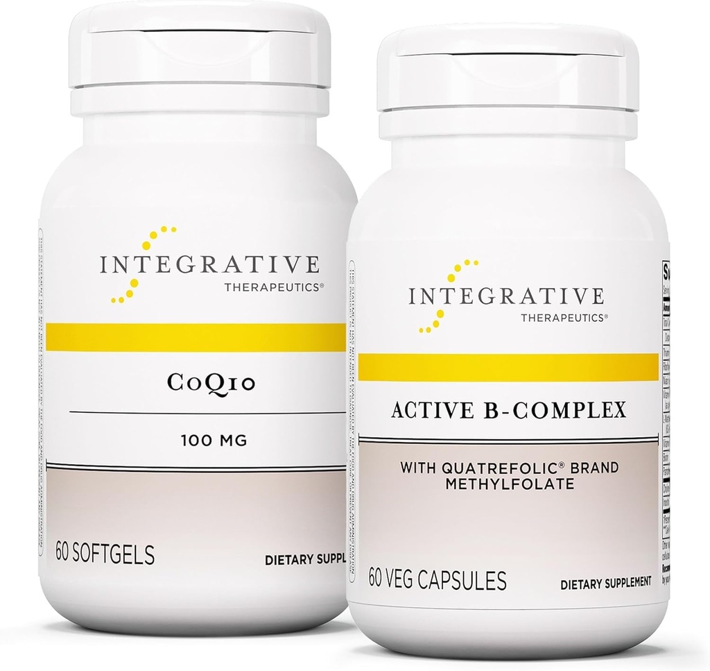 Integrative Therapie Bundle mit aktivem B-Komplex, 60 Kapseln & CoQ10 (100mg), 60 Softgels - Active B-Complex zur Unterstützung von Energiemetabolismus* - CoQ10 zur Unterstützung von Herz- und Hirngesundheit*