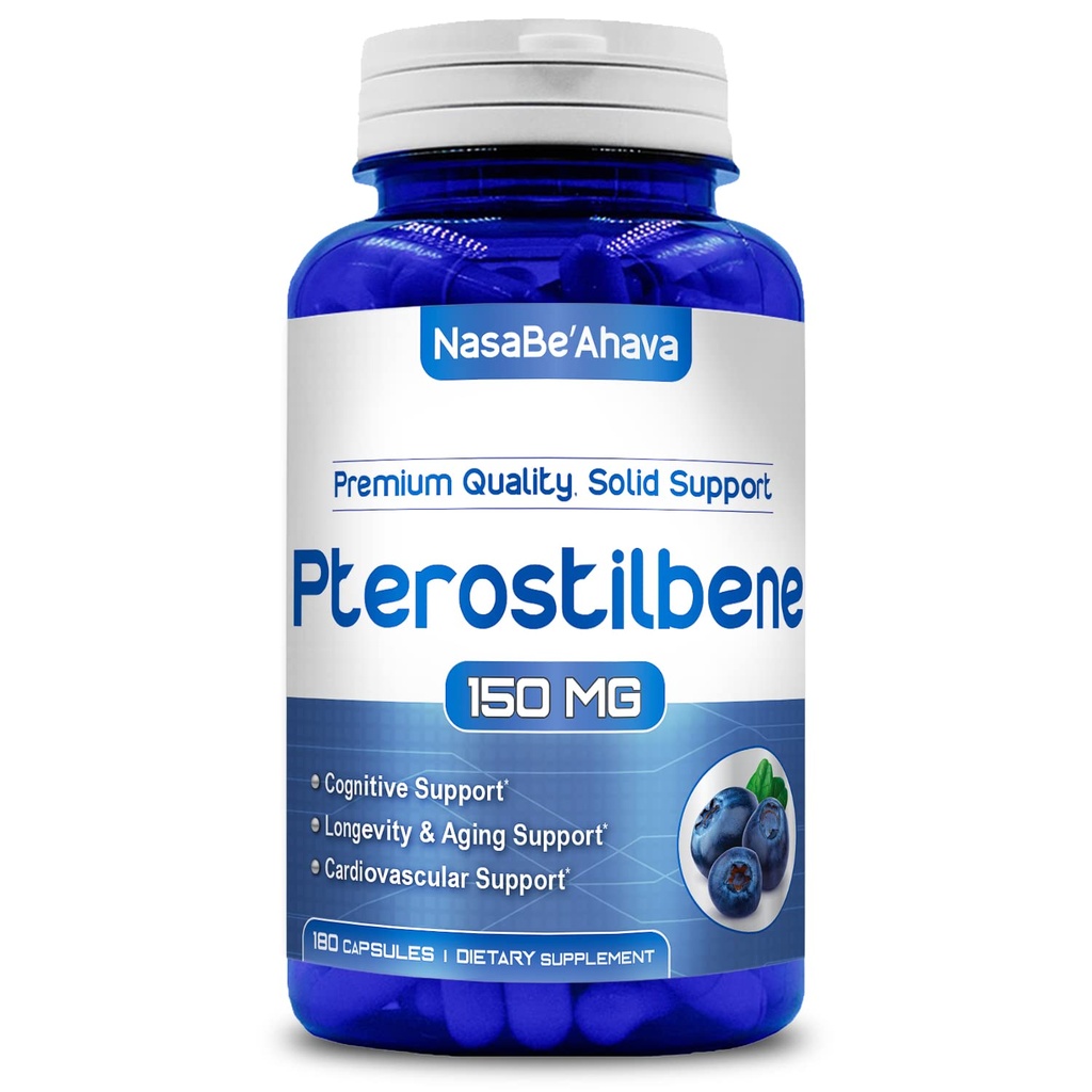 Extra Strength Pterostilbene Ergänzung | Vegan Friendly 150mg Pterostilbene Kapseln | Antioxidante Ergänzung für Aging Heart Immune und Gehirn Unterstützung | Made in the USA (180 Day Supply)