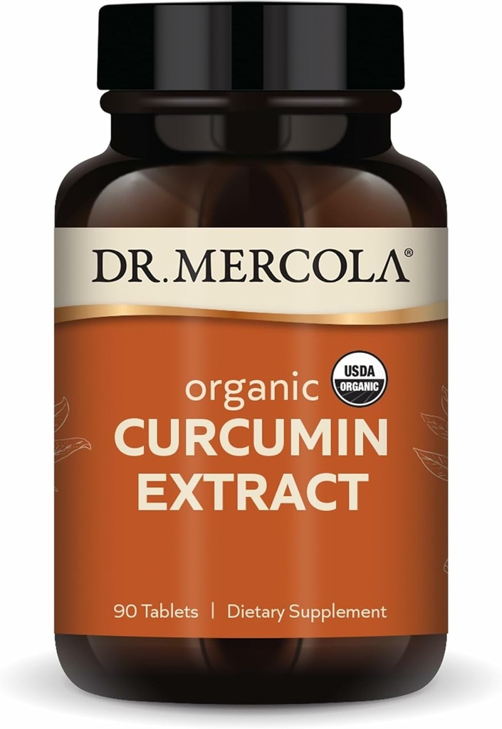 Dr. Mercola extrait de Curcumine biologique, 90 portions (90 comprimés), supplément alimentaire, non-OGM, certifié USDA biologique