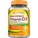 Vitamin D3 10000 IU, Knochen, Zähne und Immununterstützung, Non-GMO, keine Gelatine, Gluten oder Soja, 120 Vegetarische Softgele