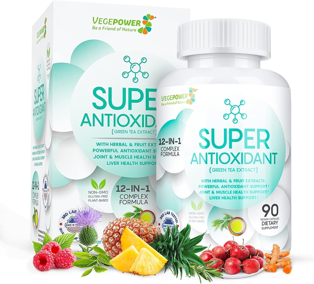 Grüner Tee-Extrakt mit Grapeseed, Milchdistel - Antioxidans & Immun-Ergänzung, Leistungsstarke Kräuter-Extrakt-Mischung - Hautpflege-Unterstützung, Glutenfrei, Non-GMO - 90 Vegan Kapseln