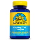 NATURE's LIFE Cal Mag Zink Complex 1000mg / 500mg / 15mg - Calcium Magnesium Zink Supplement w/Vitamin D und Boron - Knochengesundheit, Muskel- und Herzgesundheitsunterstützung, 60 Tage Garantie, 25 Serv, 100 Caps