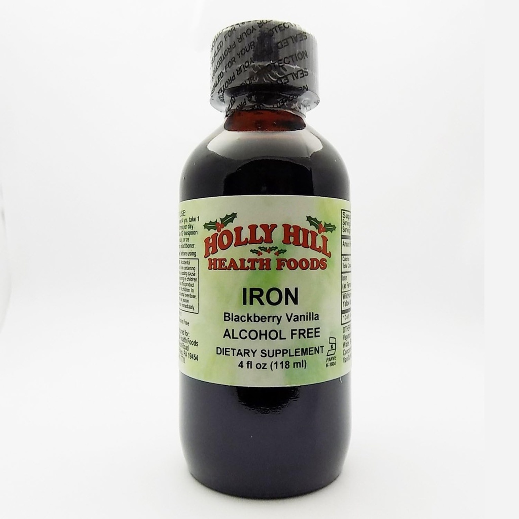 Holly Hill Health Foods, Iron Alcohol Free, BlackBerry Vanilla, 4 Unzen