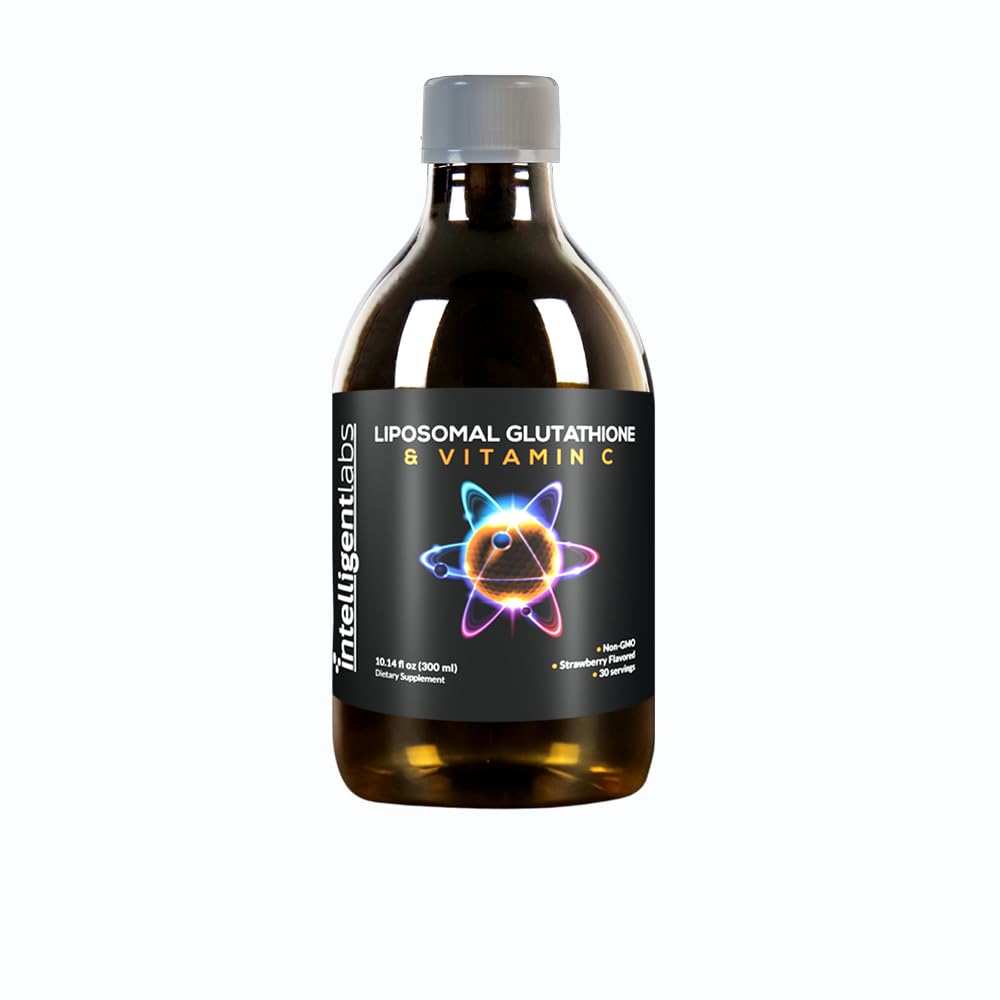 Intelligent Labs Liposomal Glutathion + Vitamin C, Fortgeschrittene flüssige Antioxidante Formel, 500 mg Reduzierte L-Glutathion + 1000 mg Vitamin C pro Servierung, 30 Servierungen, Sojafrei