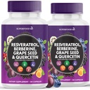 Resveratrol Berberine Grape Seed Extract Quercetin - Polyphenol Ergänzung mit Noni Extract, N-Acetyl Cystein, Acai Extract - Made in USA - 120 Kapseln