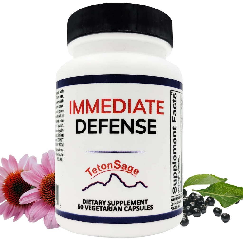Sofortige Verteidigung Immununterstützung - Zink, Schwarze Elderbeere, Echinacea, Vitamin A & C mit B12, | Leistungsstarke Immunität Booster für Erwachsene | Immunsystem Booster Supplement 60 Kapseln