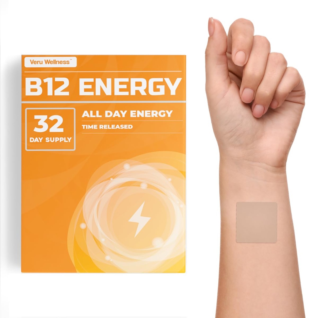Veru Wellness B12 Energy Patch - Energie, Fokus - B12, C, B6, Eisen, Guarana und Garcinia Cambogia - extern Nur verwenden- 32 Zähler