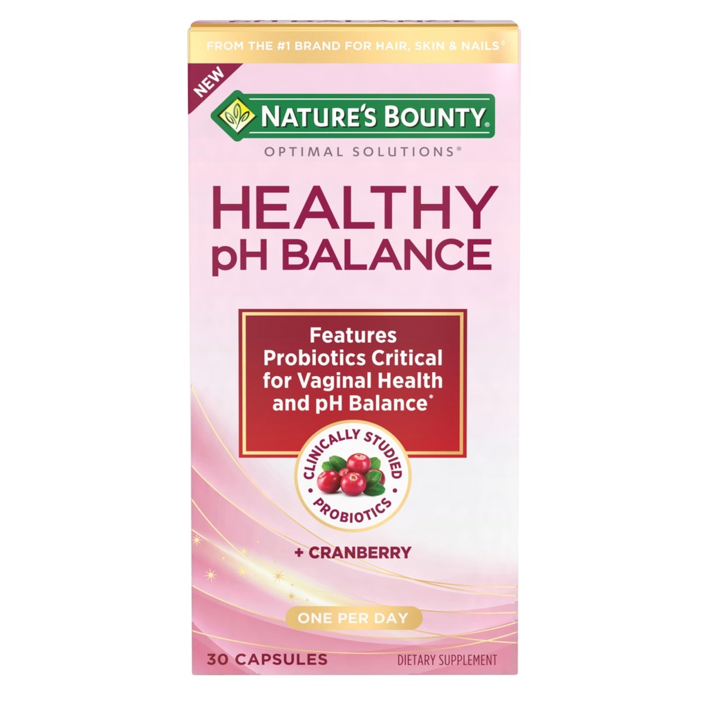 Nature's Bounty Probiotics for Women, Vaginal Probiotics for Healthy pH Balance, 2 Million CFU, Clinically Studied Strains, Solutions optimales pH Balance Pills, 30 Capsules végétariennes