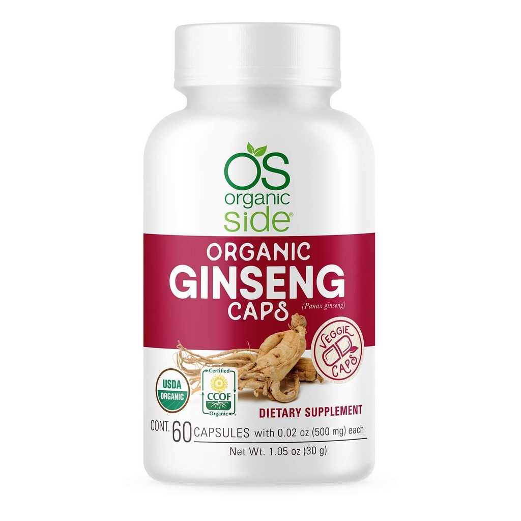Ginseng 60 Capsules Adaptogen pour le soulagement du stress, l'énergie boost, le soutien immunitaire Adaptatif certifié USDA biologique, non-OGM, supplément végétalien pour le bien-être naturel