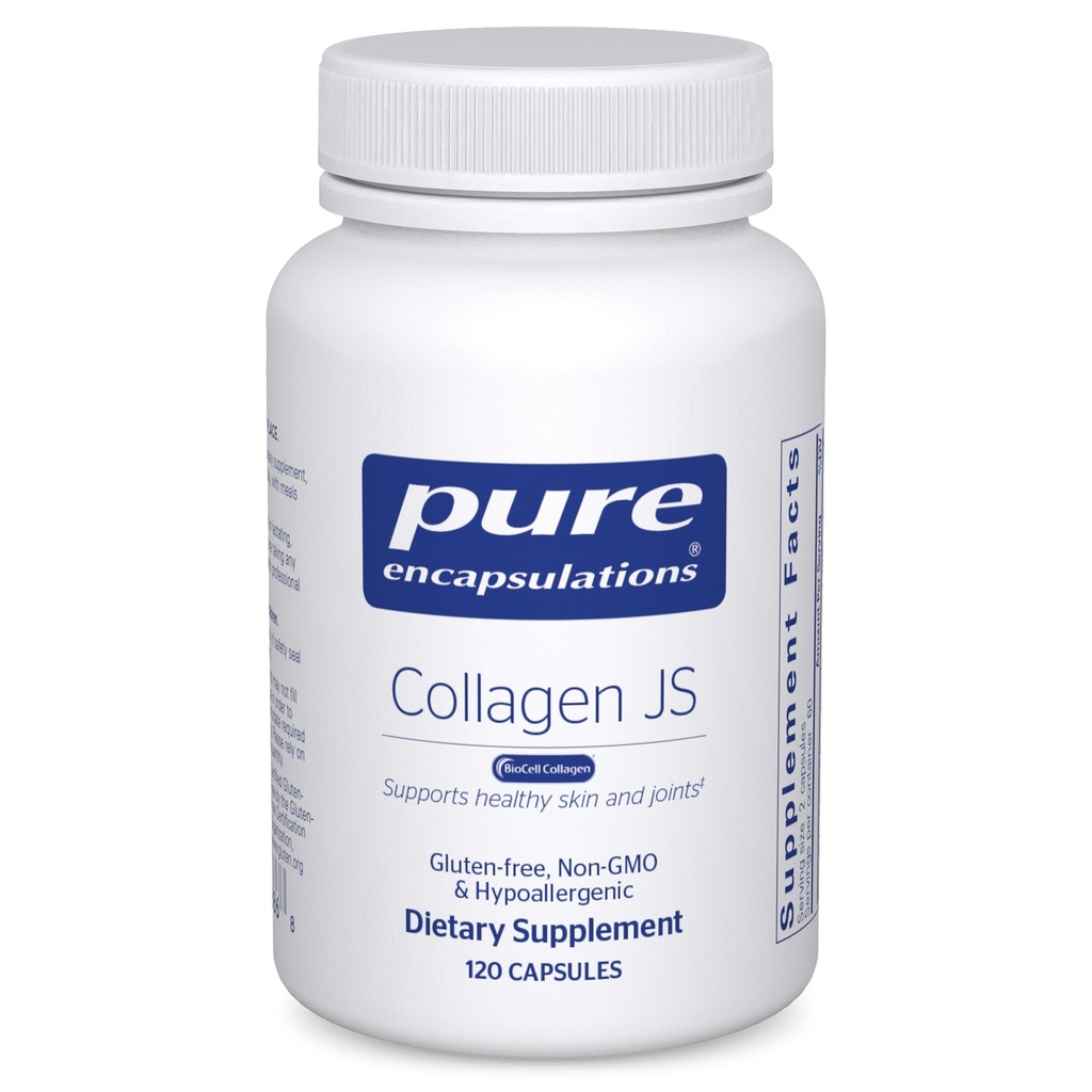 Encapsulations pures Collagène JS - Santé de la peau et des articulations* - 1 000 mg Collagène de biocellules hydrolysé - Sans gluten et sans OGM - 120 capsules