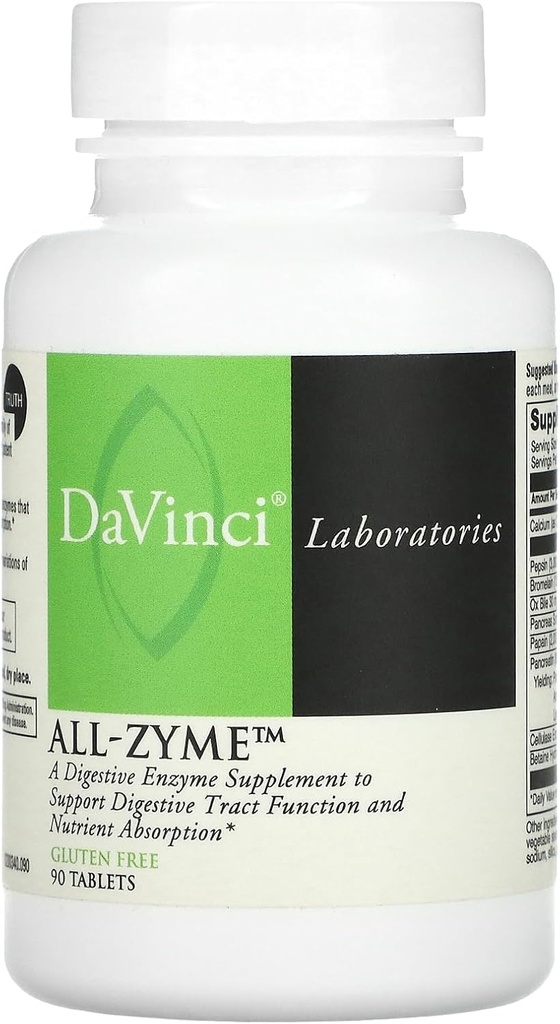 Davinci Laboratories – All-Zyme, Proteolytische Enzyme und Verdauungsenzym-Ergänzung, Bloating, Gas, Verstopfung und Joint Health, Non-GMO Zutaten, 90 Tabletten