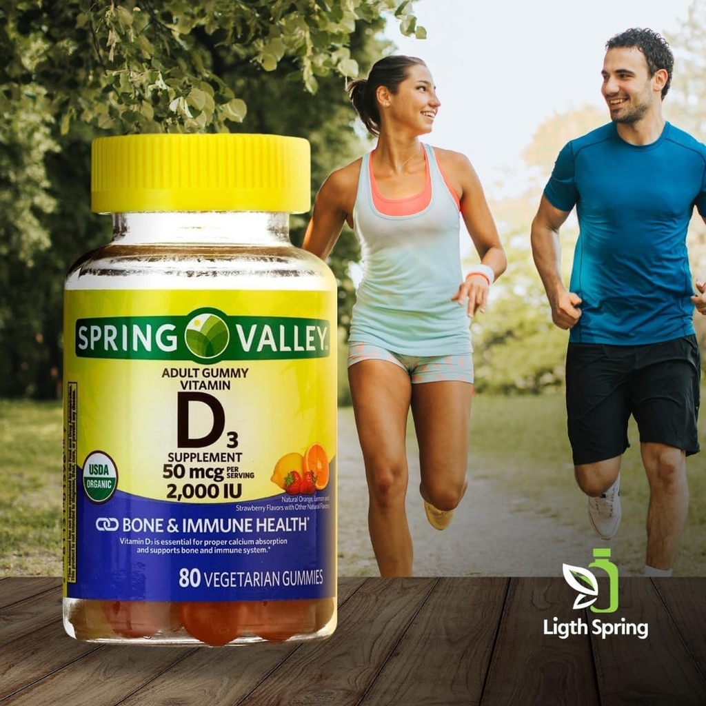 Vitamine D3 Gummy, 2000 UI, 80 Ct + Vitamines & Minéraux - Meilleur guide sur l'éclairage et le printemps© A à Z pour la santé immunitaire et osseuse