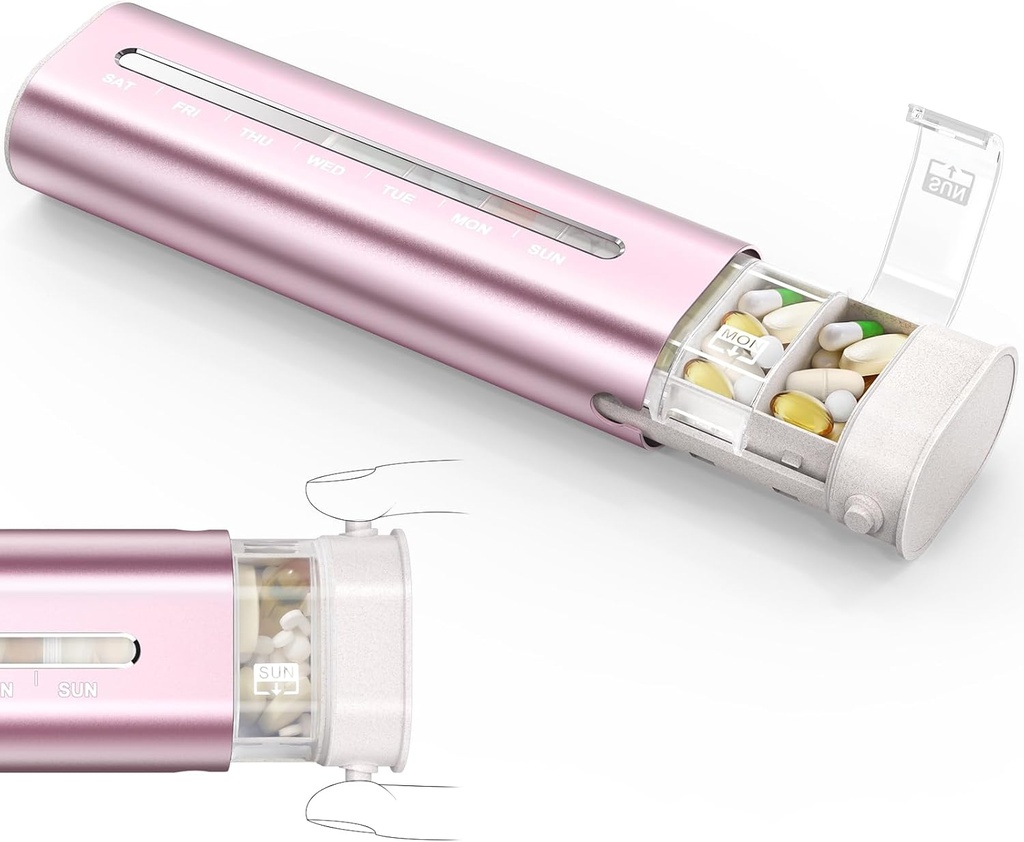 Zannaki Aluminium 7 Tage Wöchentliche Pille Organizer, Portable Travel Pille Case mit Dreischicht-Siegel, große Kapazität niedliche tägliche Pille Box, Pillenhalter Container für Vitamine, Pillen, Ergänzungen und Medikamente