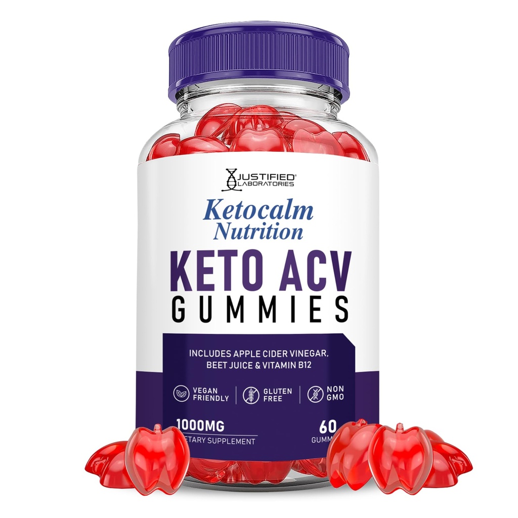 Gerechtigte Laboratories Ketocalm Nutrition Keto ACV Apfelessig mit Granatapfelfettpulver geformt B12 Vegan Non GMO 60 Gummis