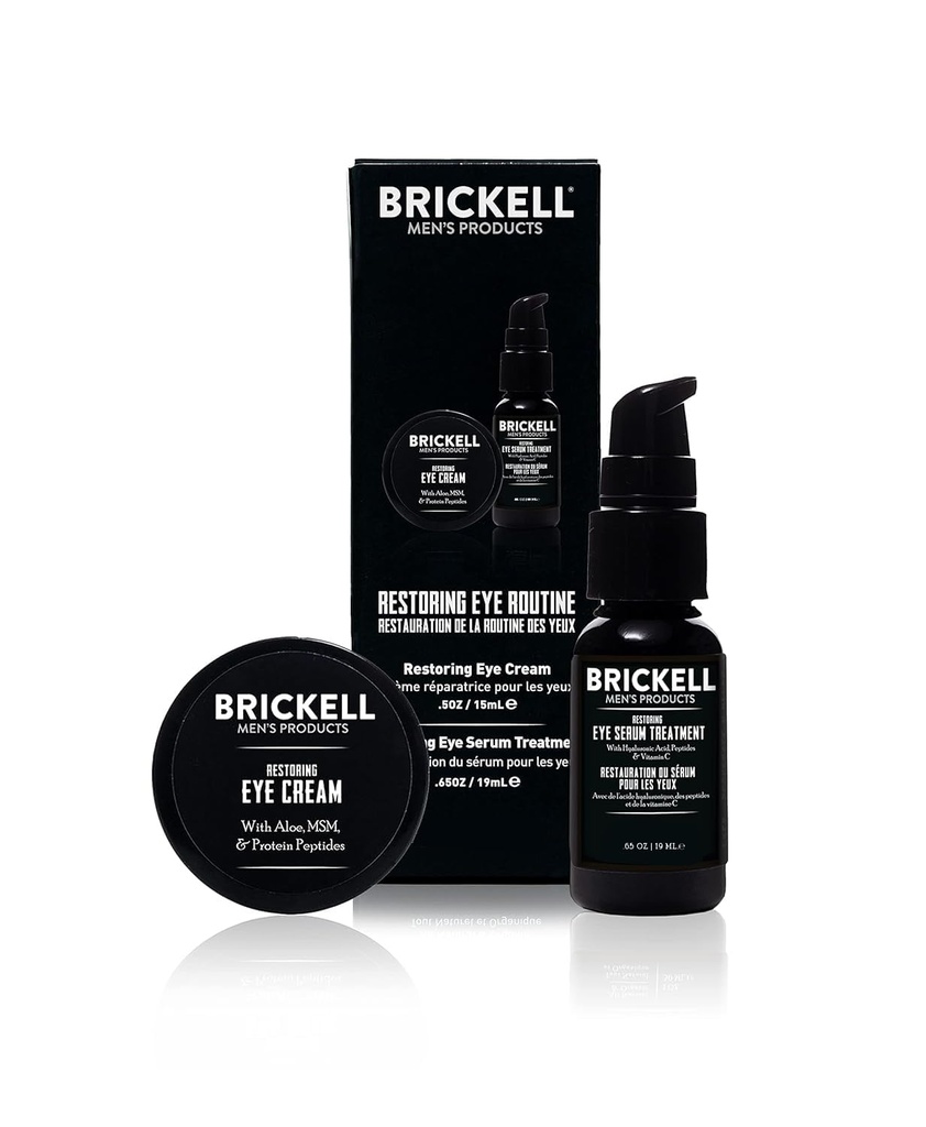 Brickell Men's Restoring Eye Routine für Männer, Augencreme und Serum für Männer, Natürliche und organische, Unscented, Männer Hautpflege Geschenkset