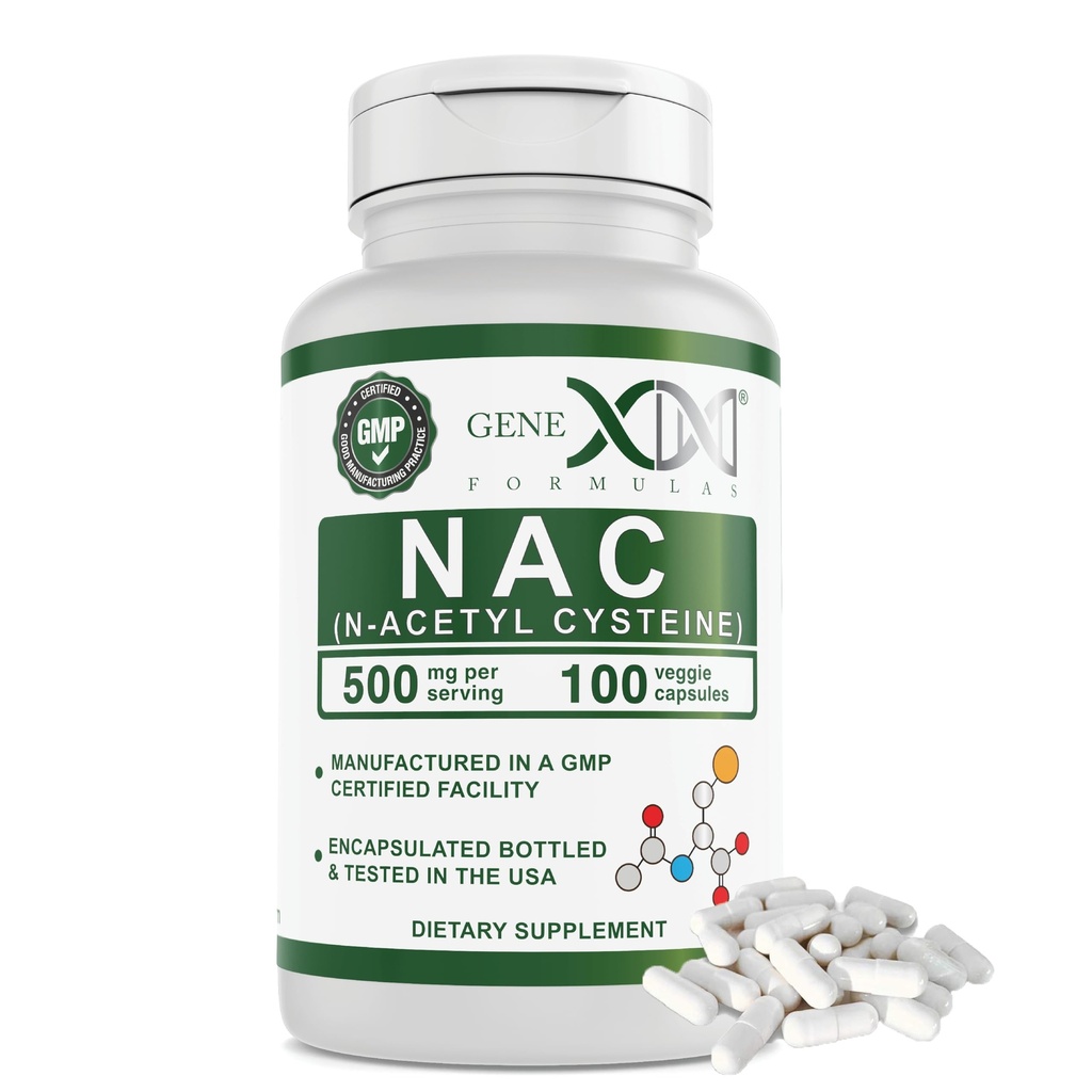 Genex Formeln NAC 500mg (100 Kapseln) N-Acetyl Cystein, unterstützt Lebergesundheit - Non-GMO, Glutenfrei, Vegan (3 Monate Versorgung)