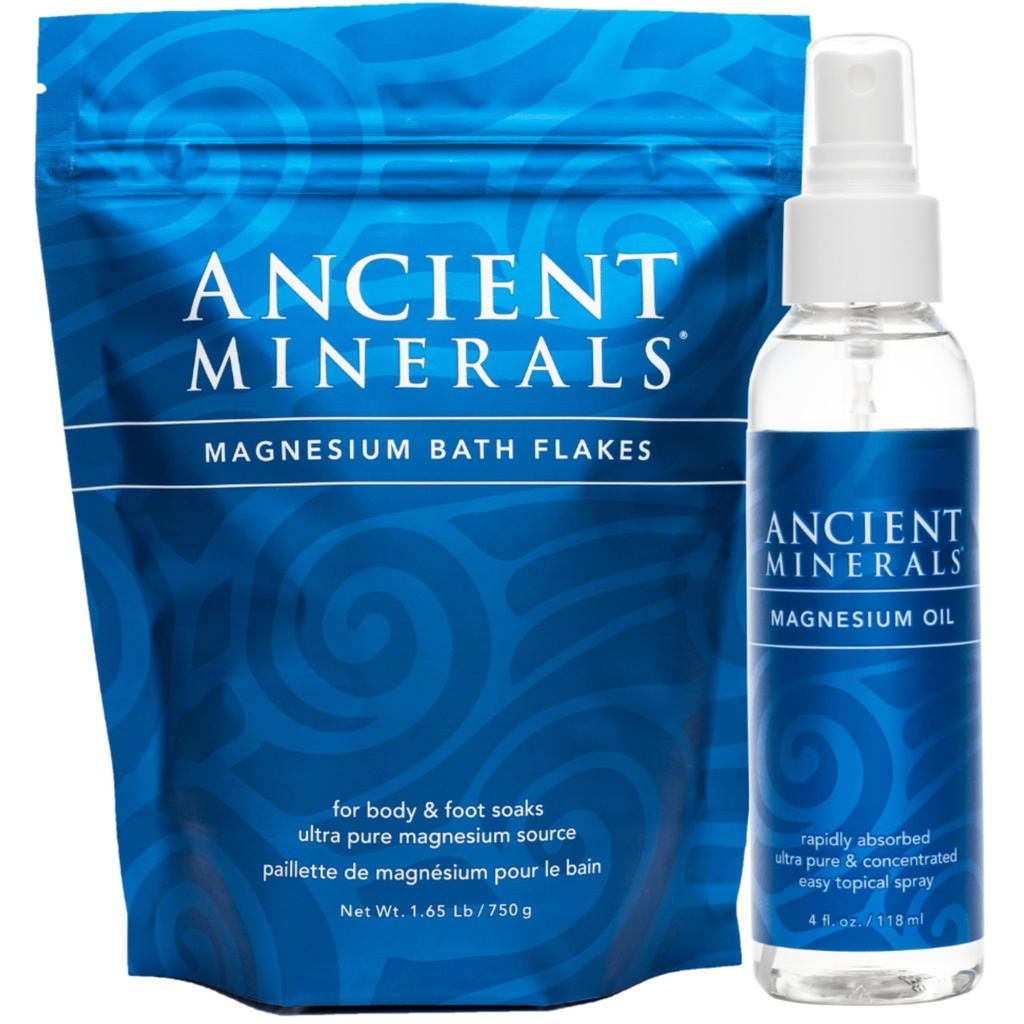 Antike Minerale Magnesium Bad Flakes und Magnesium Öl Spray Bundle - Pure Genuine Zechstein Chloride