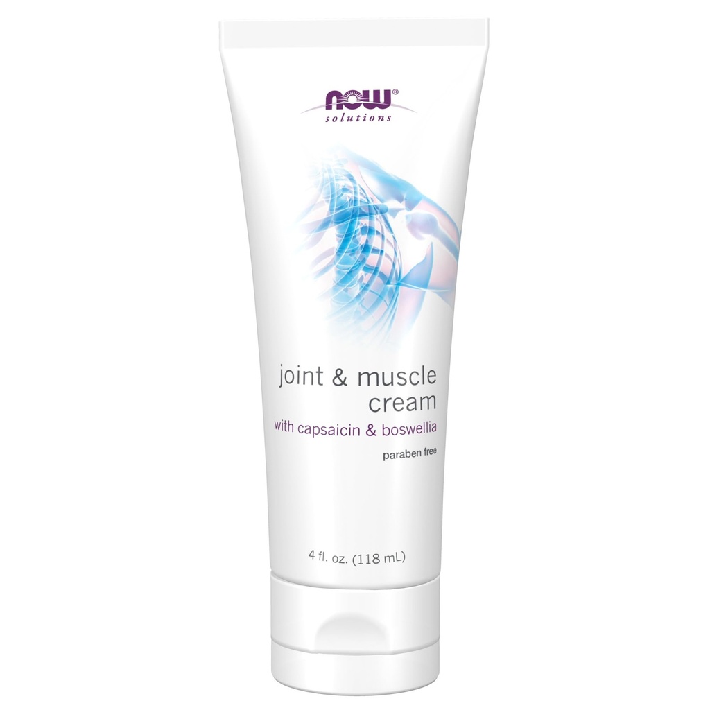 NOW Foods Solutions, Joint & Muscle Cream mit Capsaicin und Boswellia, Paraben Free, 4-Ounce