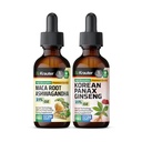BIO KRAUTER Maca Wurzel Ashwagandha Tinktur 2 Fl. Oz. & Korean Panax Ginseng Tinkture 2 Fl. Oz.