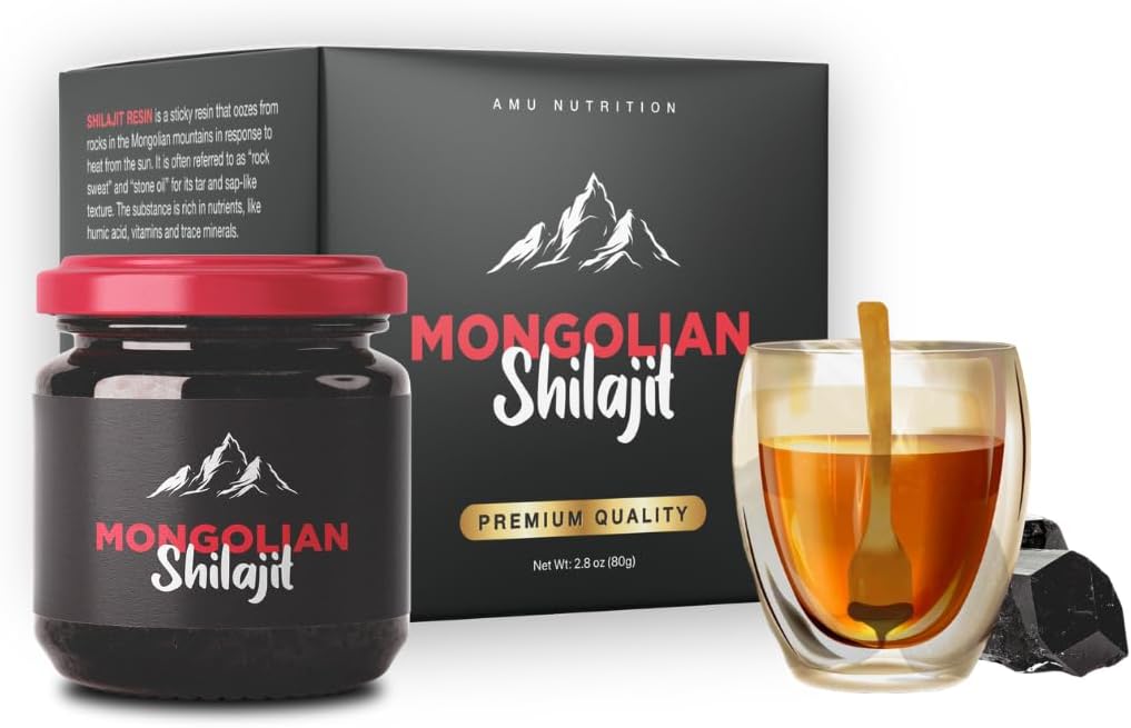 AMU NUTRITION Pure Organic Mongolian Shilajit Resin - Himalayan Shilajit Supplement für Männer und Frauen, 100% reine, natürliche und schwarze Shilajit Resin - natürliche Quelle von Fulvic Acid (50 Gramm)