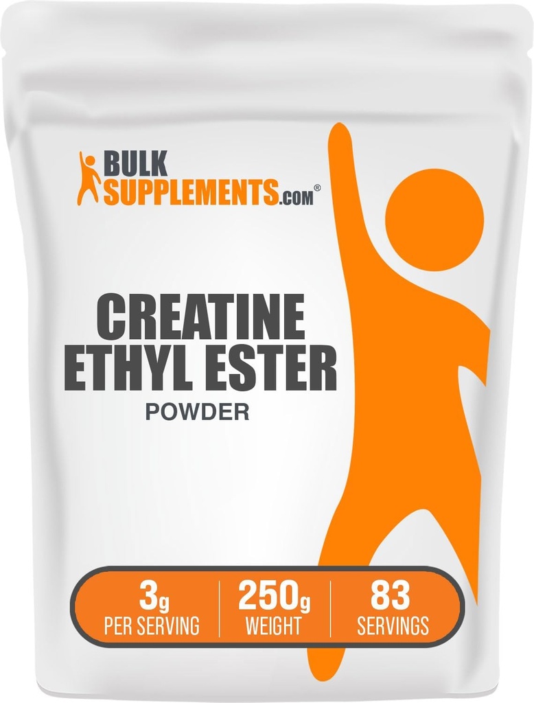BulkSupplements.com Creatine Ethyl Ester Poudre de HCl - Supplément de créatine, Creatine Ethyl Ester Poudre - Sans aromatisants et sans gluten, 3g par portion, 250g (8,8 oz) (paquet de 1)