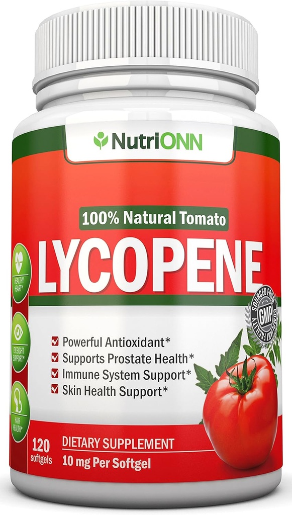 Lycopin - 10MG - 120 Softgels - 3 Monate Versorgung - Premium-Qualität Antioxidans - 100% Natürliche Tomaten - Ideal für Prostata Gesundheit, Immunsystem Unterstützung, Herzgesundheit und Augenschutz