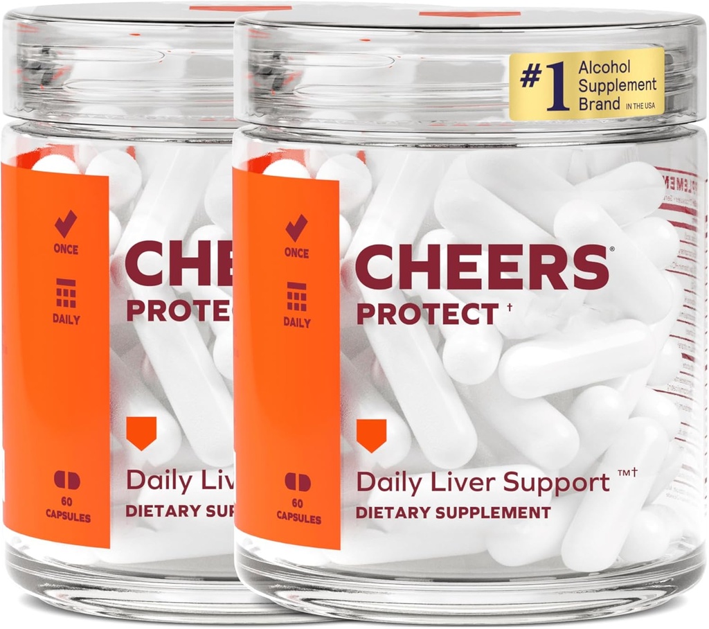 Cheers Protect | Daily Liver Supplement für Trinker mit L-Cystein + DHM | Erhöhen Glutathione Levels | 60 Dosierungen | Cystein, Dihydromyricetin, Milchdistel, Krickly Pear, B-Vitamine, Ginger