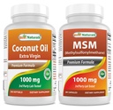 Meilleure huile de coco extra vierge naturelle 1000 mg et MSM 1000 mg