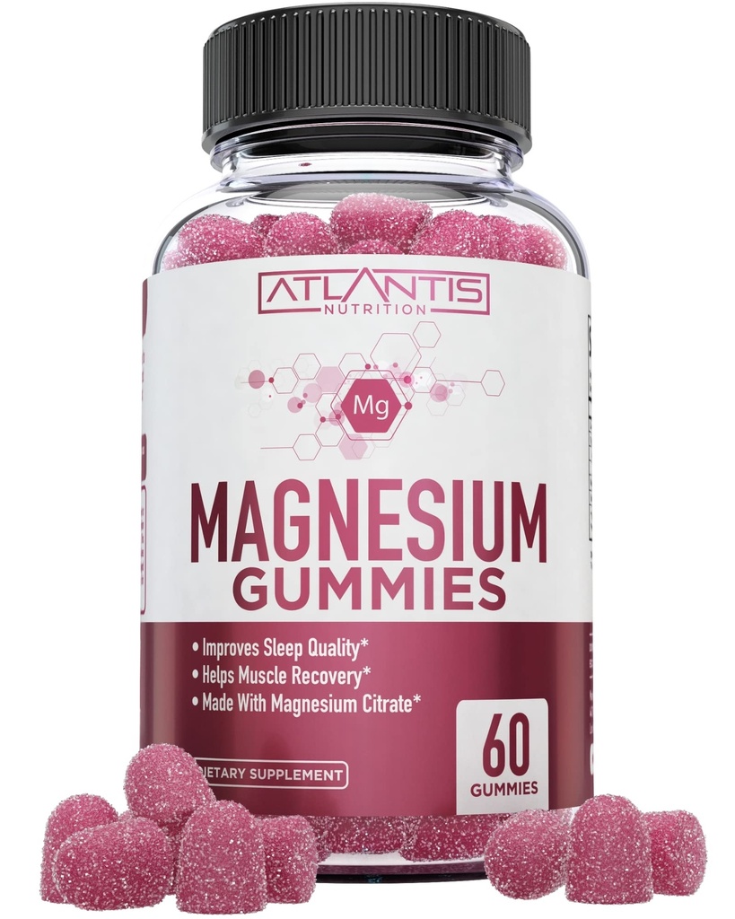 Atlantis Nutrition Citrate de magnésium Gummies – 770mg Citrate de magnésium pour les enfants et les adultes